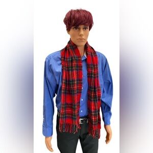 346 Brooks Brothers  cashmere plaid fringe scarf